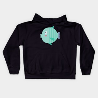 Lil' teal fish - Sticker Kids Hoodie